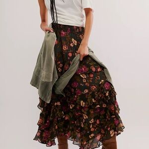 Anthropologie Moody Floral Maxi Skirt